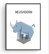 Postercity - Design Canvas Poster Pixel Neushoorn / Safari Dieren / Kinderkamer / Dieren Poster / Babykamer - Kinderposter / Babyshower Cadeau / Muurdecoratie / 50 x 40cm