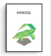 Postercity - Design Canvas Poster Pixel Krokodil / Safari Dieren / Kinderkamer / Dieren Poster / Babykamer - Kinderposter / Babyshower Cadeau / Muurdecoratie / 50 x 40cm