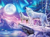 Diamond Painting - Witte Wolf Winter - Fantasy - Diamond Painting Volwassenen - 20 x 25 cm