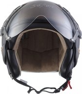 SOXON SP-326 Urban Leer jethelm S Small 55-56cm hoofdomtrek, met vizier, motorhelm, scooterhelm, open jet helm voor dames, heren voor motor en scooter