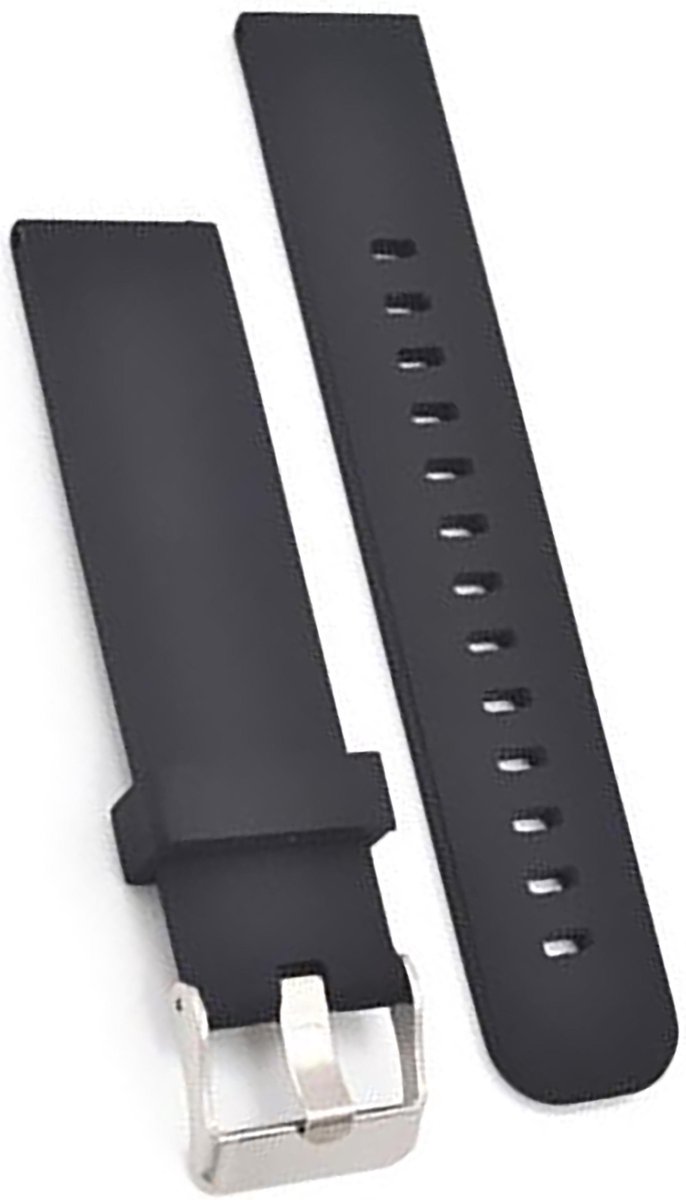 Horlogeband van Siliconen voor Polar Vantage M | 22 mm | Horloge Band - Horlogebandjes | Zwart met Zilveren Gesp