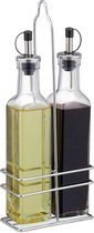 Relaxdays olie en azijnstel - oliefles en azijnfles set - fles met schenktuit - 2 x 250 ml
