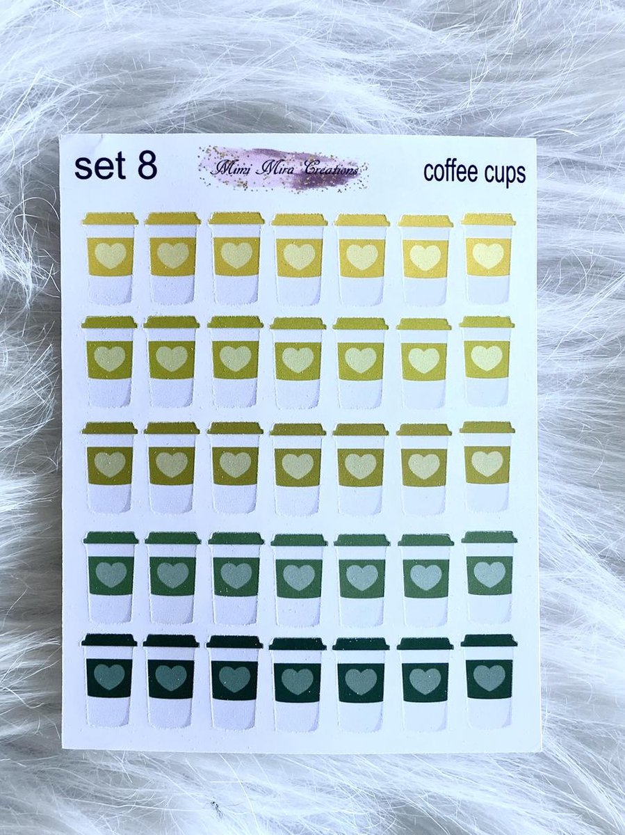Mimi Mira Creations Functional Planner Stickers Coffee Cups Set 8