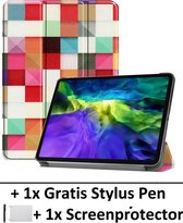 Smart Cover Book Case Hoes Geschikt Voor Apple iPad Pro 11 Inch 2018 & 2020 - Tri-Fold Multi-Stand Flip Sleeve - Beschermhoes Met Screen Protector & Stylus Pen - Mozaiek Design