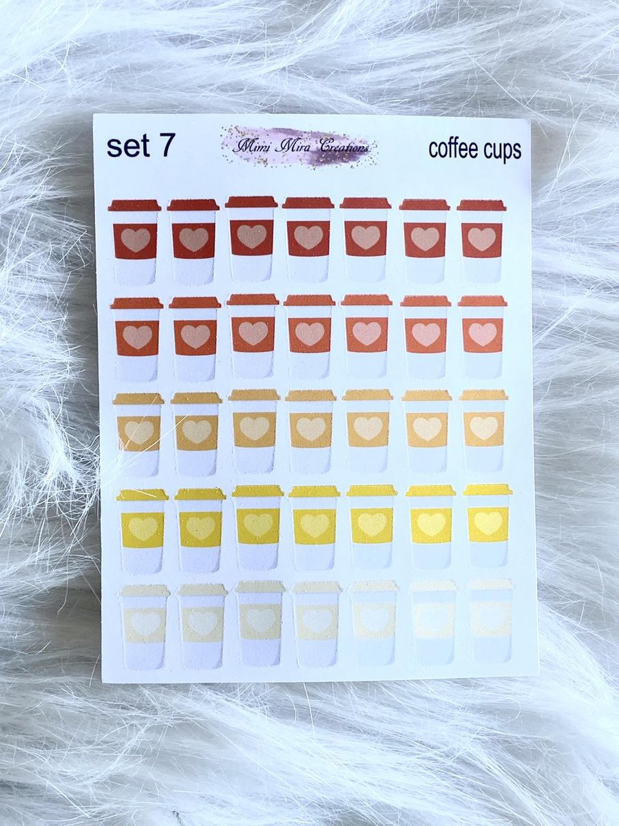 Mimi Mira Creations Functional Planner Stickers Coffee Cups Set 7