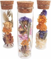 Mini flesjes met droogbloemen - set van 3 stuks