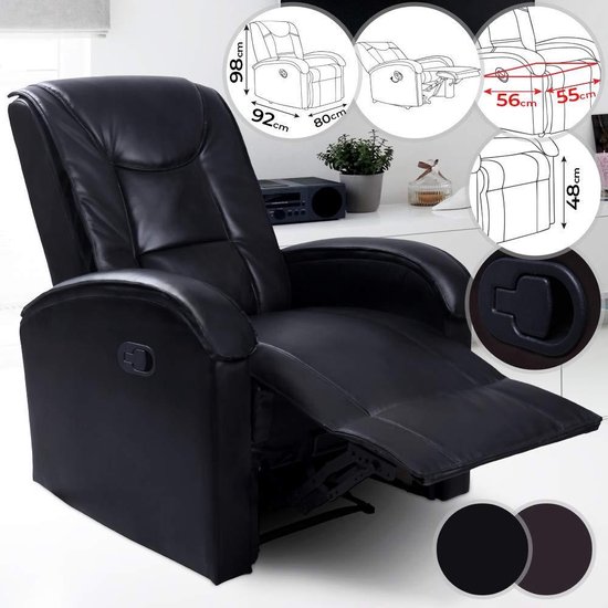 tv-stoel Relaxstoel met uitklapbare - Zwart | bol.com
