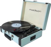 Madison MAD-RETROCASE-BLU Vintage draaitafelkoffer met bluetooth usb sd & rec functie