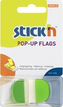 Stick'n Index tabs - 45x25mm, neon transparant groen, ronde hoeken, 36 sticky tabs