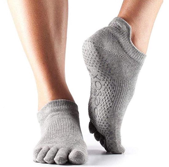 ToeSox Low Rise - Antislip Sokken - Met Tenen - Grijs