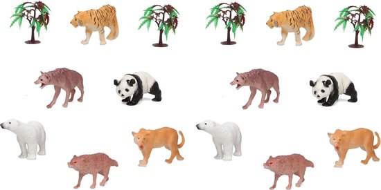12x Plastic safari/jungle dieren speelgoed figuren 11 cm voor kinderen - Speelgoeddieren - Speelgoedfiguren - Wilde dieren - Dieren speelset safaridieren