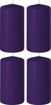 4x Paarse cilinderkaarsen/stompkaarsen 6 x 10 cm 36 branduren - Geurloze kaarsen paars - Woondecoraties
