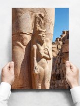 Wandbord: Ramses 2 standbeeld met nefertari in Luxor Egypte - 30 x 42 cm