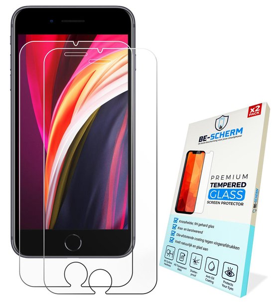 BE-SCHERM Apple iPhone SE (2020) / 8 / 7 / 6s / 6 Screenprotector Glas (2x)  - Tempered... | bol.com