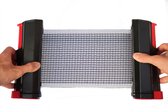 Uitschuifbare Tafteltennisnet van Colourfam® - Pocket Tafeltennis Net - Rood / Zwart - Draagbaar Ping Pong Net - Uitschuifbaar op Tafel