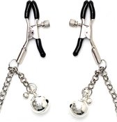 Rimba Bondage Play Tepelklemmen met belletjes en ketting - zilver