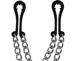 Rimba Bondage Play - Tepelklemmen - Plastic Getand - Met dubbele Ketting