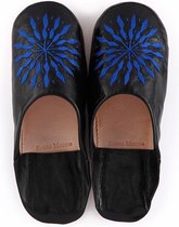 Fatimamorocco.nl  Embroidered babouche Black Blue XL (42-45)
