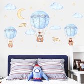 Luchtballonnen Met Dieren & Wolkjes Muursticker - Wanddecoratie Muurdecoratie Kinderkamer - - Kraamcadeau - Babykamer - Babyshower