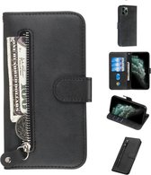 Luxe Telefoonhoesje voor Apple iPhone 11 | Hoogwaardig Leren Bookcase | Lederen Wallet Case | Pasjeshouder | Portemonnee | Rits | Zwart