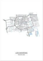 Poster Leeuwarden | Plattegrond | 29,7 x 42,0 cm (A3)