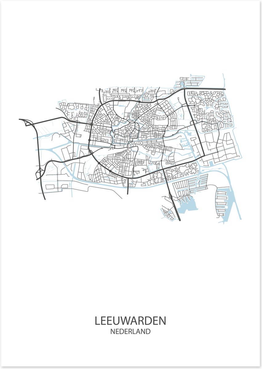 Poster Leeuwarden | Plattegrond | 29,7 x 42,0 cm (A3)