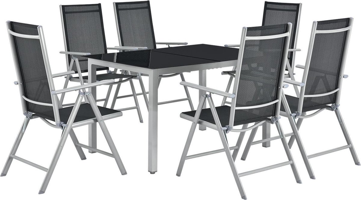 Aluminium tuinset - Milano - 7-delig - Zilver / grijs
