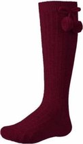 iN ControL 2pack kniekousen rib/pompom Deep red 19/22