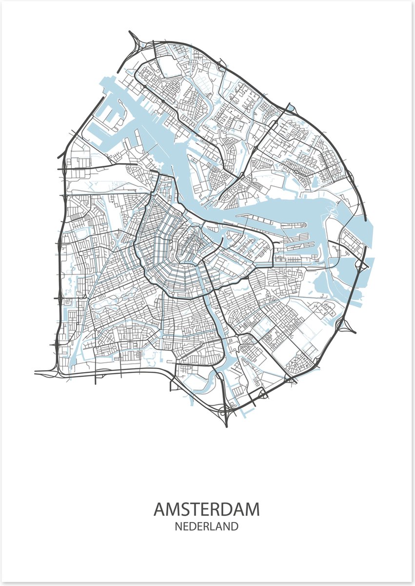Poster Amsterdam | Plattegrond | 29,7 x 42,0 cm (A3)