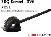 GrillCulture®- BBQ reinigings borstel - Metaal/Plastic - Zwart
