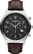 Pontiac Chronograph P40004 Horloge - Leer - Bruin - Ø 43 mm