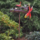 Tuinsteker windmolen Vogel metalen vogel op boomstam windmolen