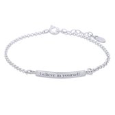 Joy|S - Zilveren plaat armband "Believe in yourself"