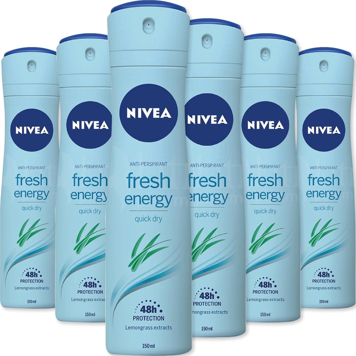 Nivea Energy Fresh Quick Dry Deodorant Anti-perspirant - Deodorant - 6 x 150 ml - Voordeelverpakking - NIVEA