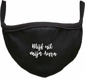 Blijf uit mijn aura Rustaagh mondkapje - gezichtsmasker - wasbaar - niet medisch - zwart - tekst - bedrukt