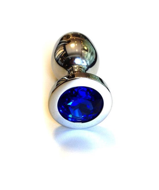 Plug anal en acier inoxydable avec cristal bleu - grand