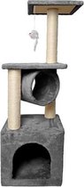 Katten krabpaal - 90 cm - speelhuis voor kat - sisal - grijs