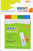 Index Notes papier Stick'n 76x14mm, 4x bedrukte assorti kleuren, 100 memoblaadjes per kleur, 400 totaal