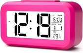 YONO Wekker numérique - Klok avec température, calendrier et Siècle des Lumières LED - Rose
