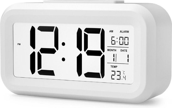 Opiaat code mate YONO Digitale Wekker - Alarm Klok met Temperatuur, Kalender en LED  Verlichting - Wit | bol.com