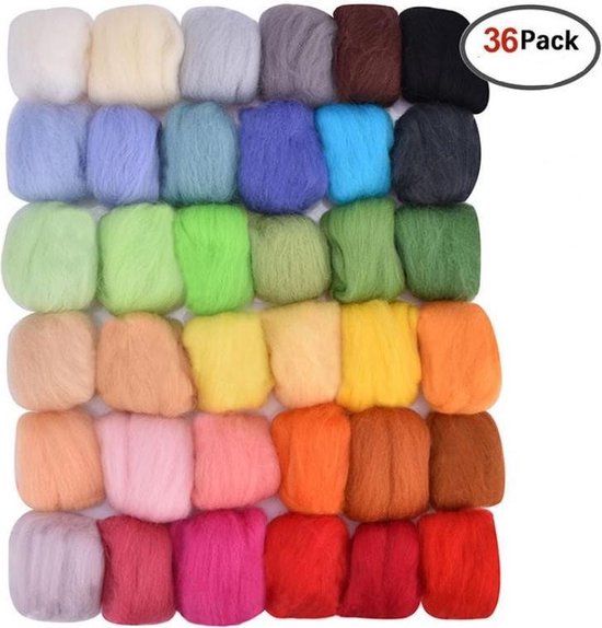 Viltwol pakket - 36 kleuren vilt voor naald vilten - Merino wol -  Naaldvilten / Needle... | bol.com