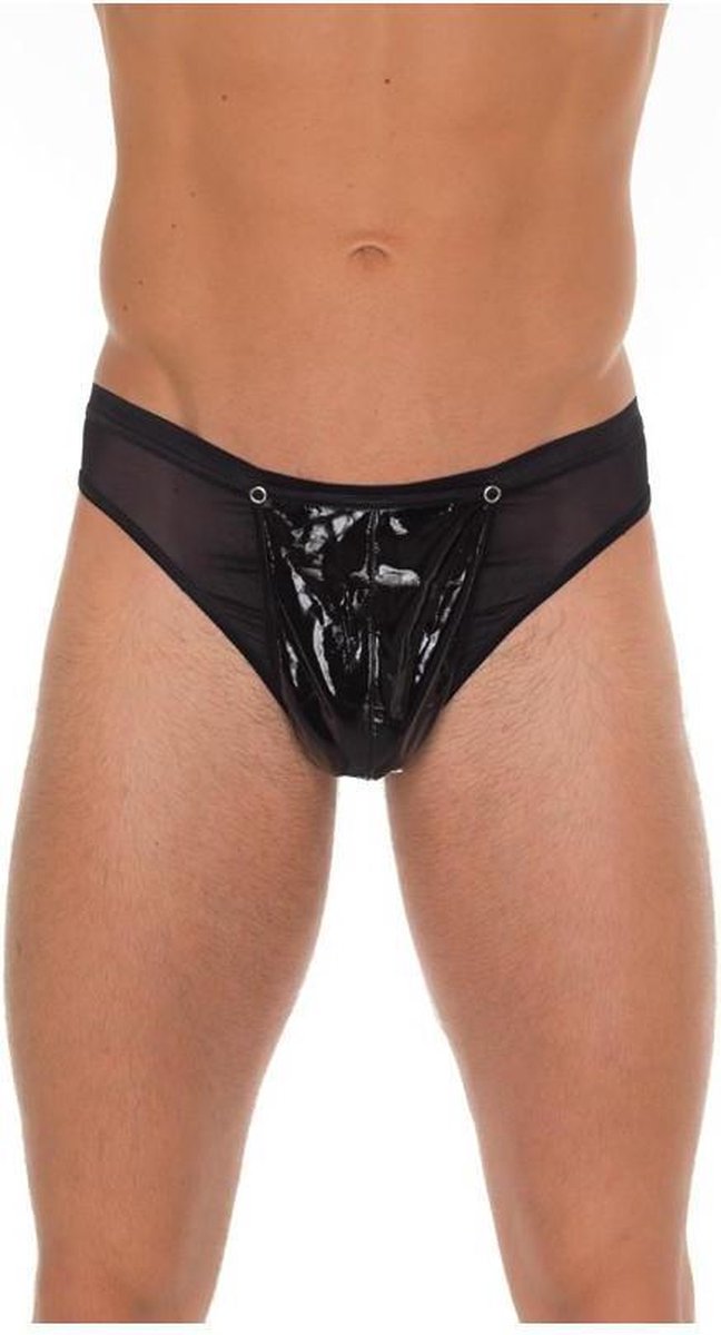 Lak string met transparante inzetten - zwart