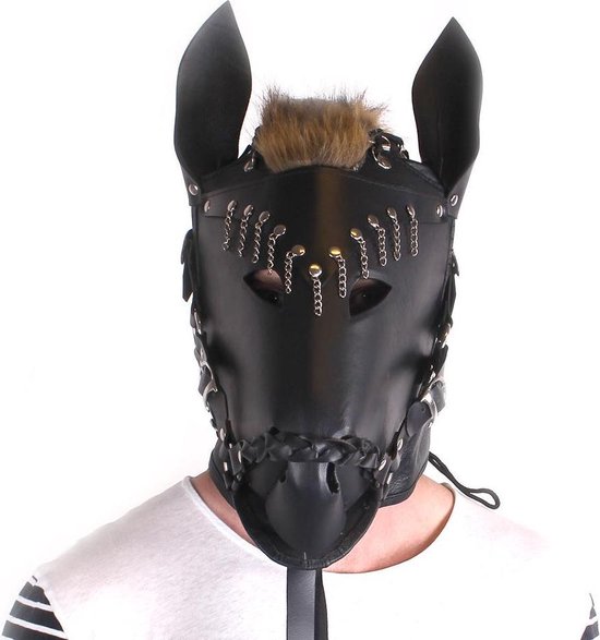 gekruld gazon Magnetisch Paardenmasker van leer - zwart | bol.com