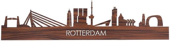 Skyline Rotterdam Palissander hout - 100 cm - Woondecoratie - Wanddecoratie - Meer steden beschikbaar - Woonkamer idee - City Art - Steden kunst - Cadeau voor hem - Cadeau voor haar - Jubileum - Trouwerij - WoodWideCities