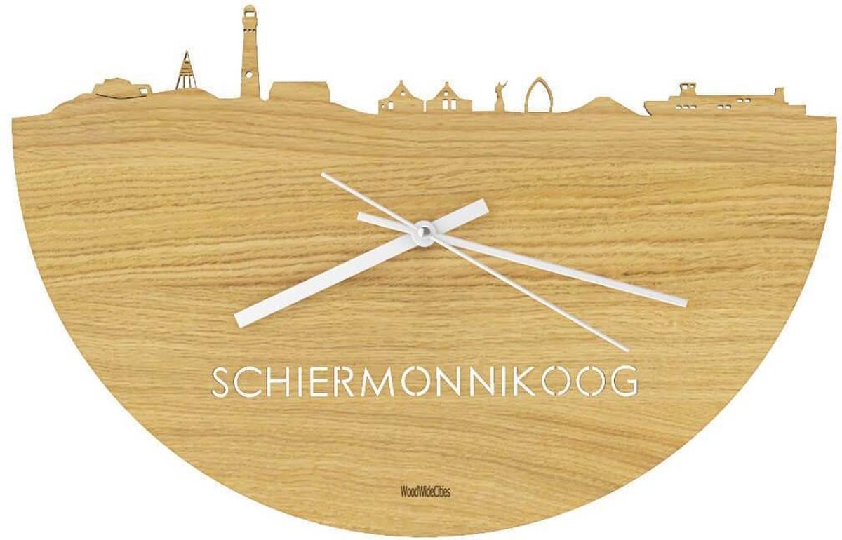 Skyline Klok Schiermonnikoog Eikenhout - Ø 40 cm - Stil uurwerk - Wanddecoratie - Meer steden beschikbaar - Woonkamer idee - Woondecoratie - City Art - Steden kunst - Cadeau voor hem - Cadeau voor haar - Jubileum - Trouwerij - Housewarming -