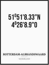 Poster/kaart ROTTERDAM-ALBRANDSWAARD met coördinaten