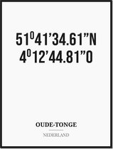 Poster/kaart OUDE-TONGE met coördinaten