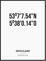 Poster/kaart HINNAARD met coördinaten