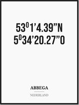 Poster/kaart ABBEGA met coördinaten