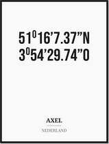 Poster/kaart AXEL met coördinaten